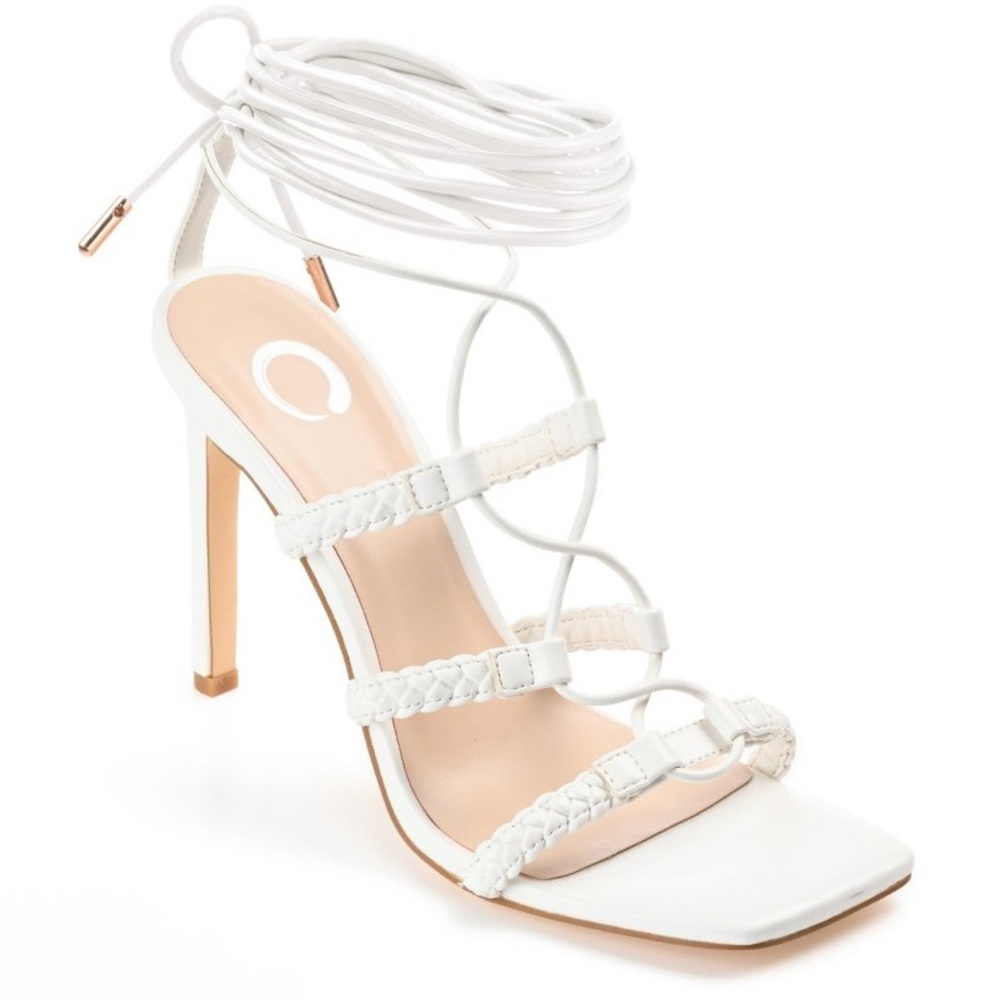 Journee Collection White Jamila Tru Comfort Foam Open Toe Stiletto Pumps Size 9